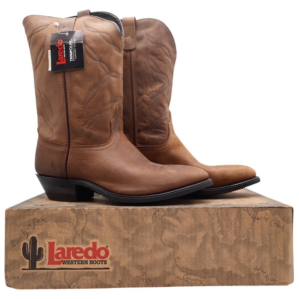 Laredo Western Boots Mens 11 EE Tan Leather USA Made NWT Deadstock 28-1805